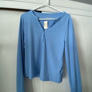 Aeropostale Light Blue Buttoned Long Sleeve Tee